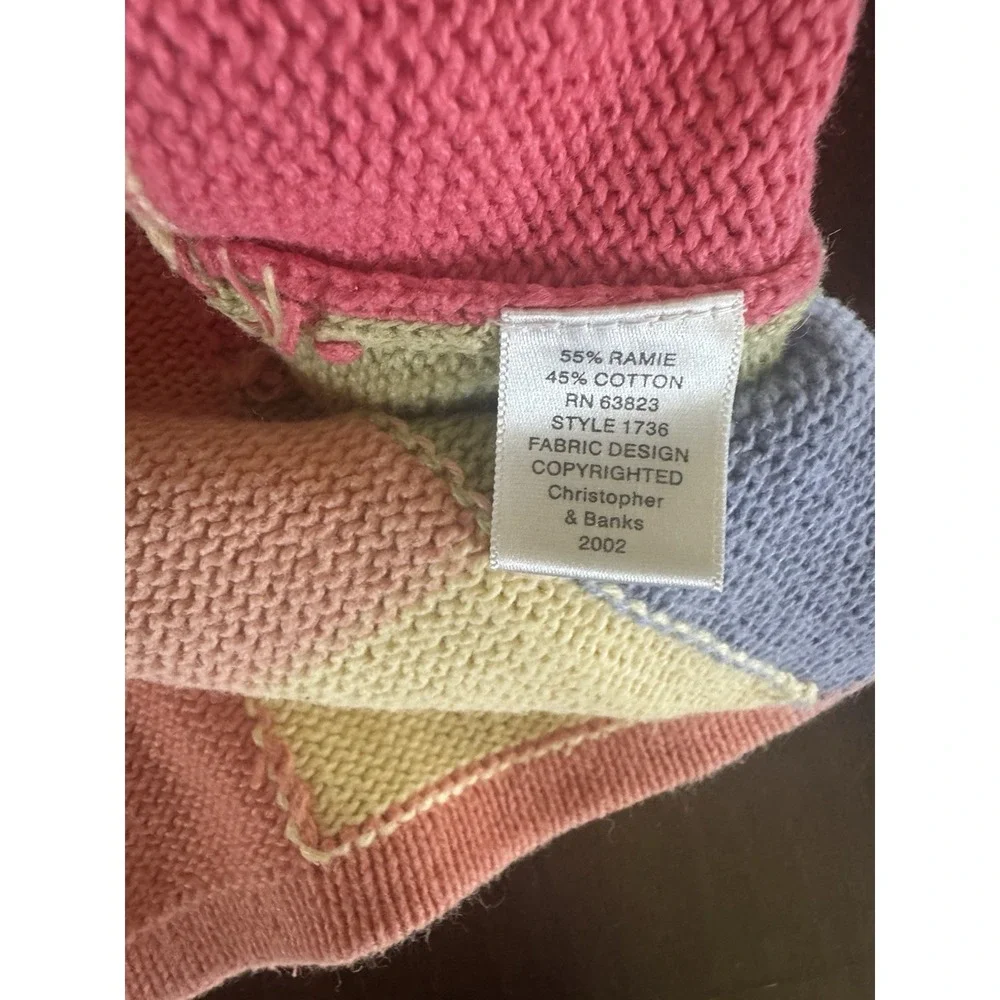 VTG Cardigan Sweater Colorblock Boho Pastel Patchwork Granny Med Large